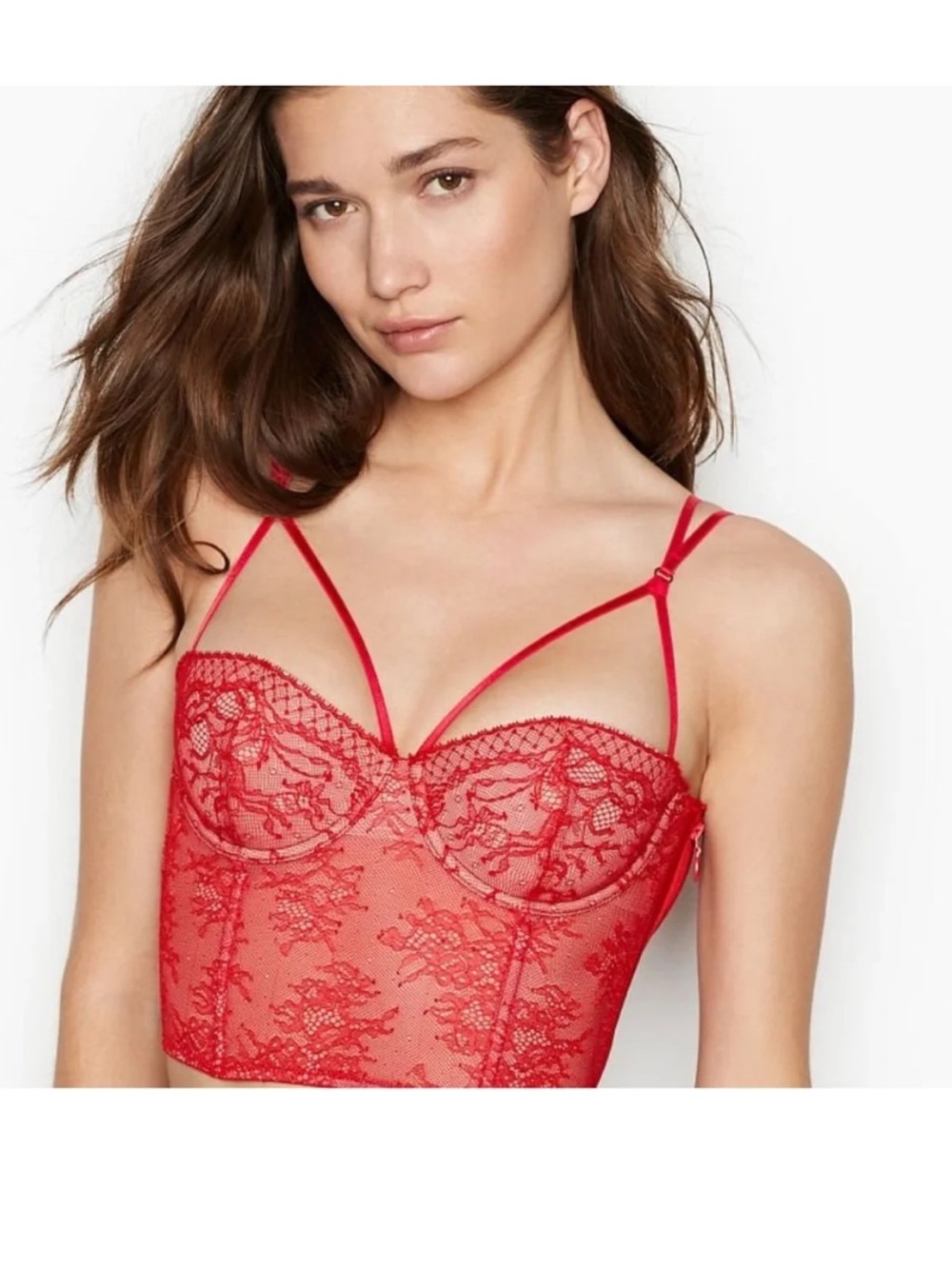 Victoria's Secret | Very Sexy Red Lace Longline Bustier Bralette